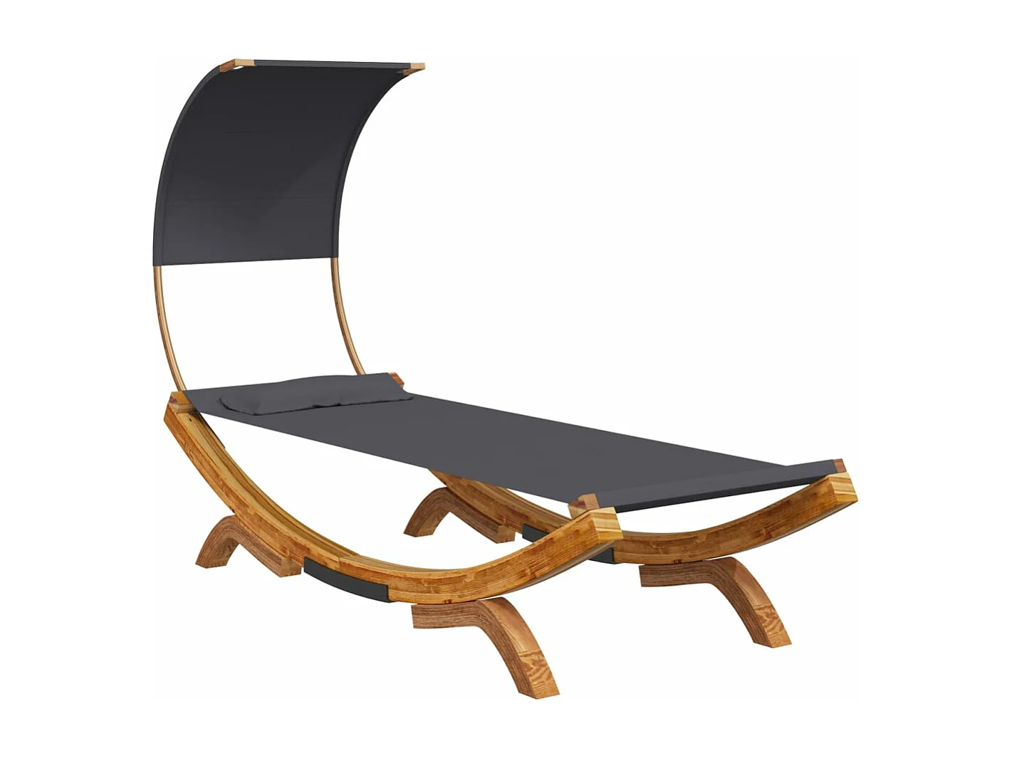 Lit repos et auvent 100x200x126 cm Bois courbé Anthracite