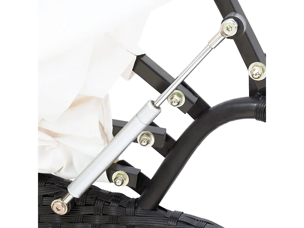 Chaise longue de jardin avec auvent Résine tressée Noir