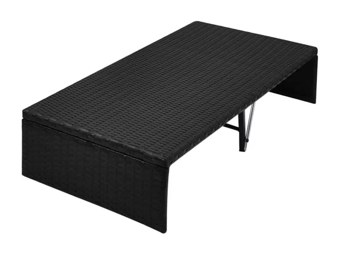 Cama de jardín con dosel Negro 190x130 cm Mimbre de resina