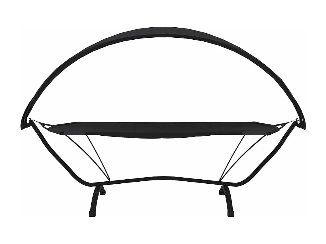 Sofá cama de exterior con dosel de acero negro y tela Oxford