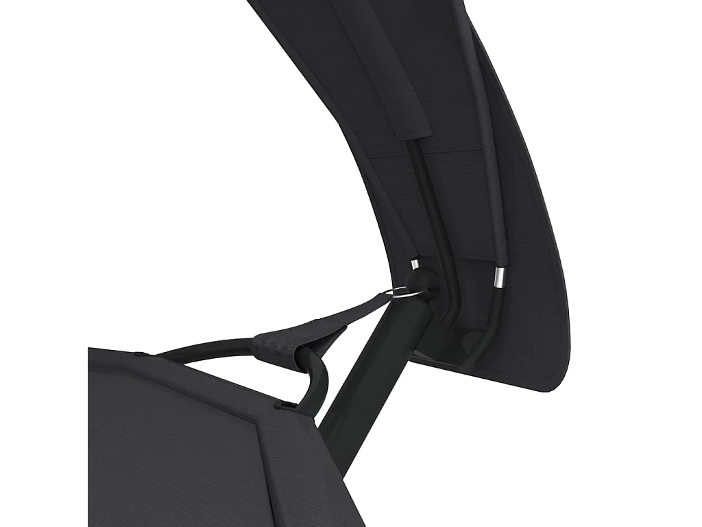 Sofá cama de exterior con dosel de acero negro y tela Oxford