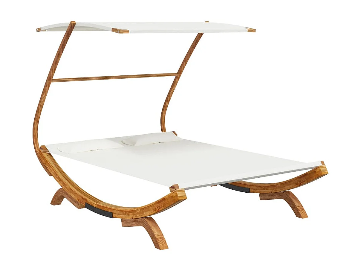 Dormeuse con baldacchino 165x203x138 cm Legno massello curvato Crema