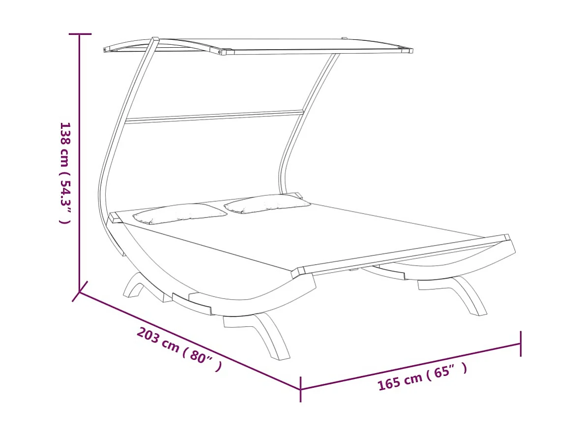 Dormeuse con baldacchino 165x203x138 cm Legno massello curvato Crema