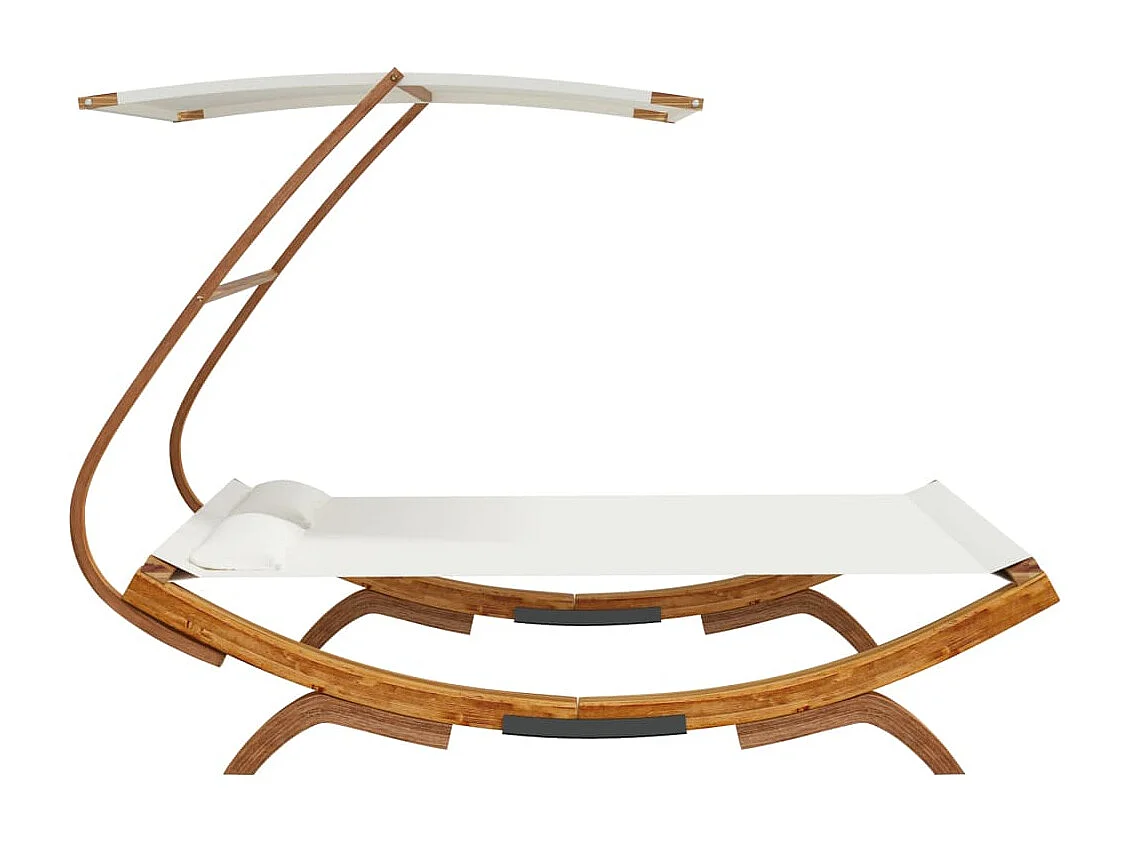 Lit repos avec auvent 165x203x138 cm Bois courbé massif Crème