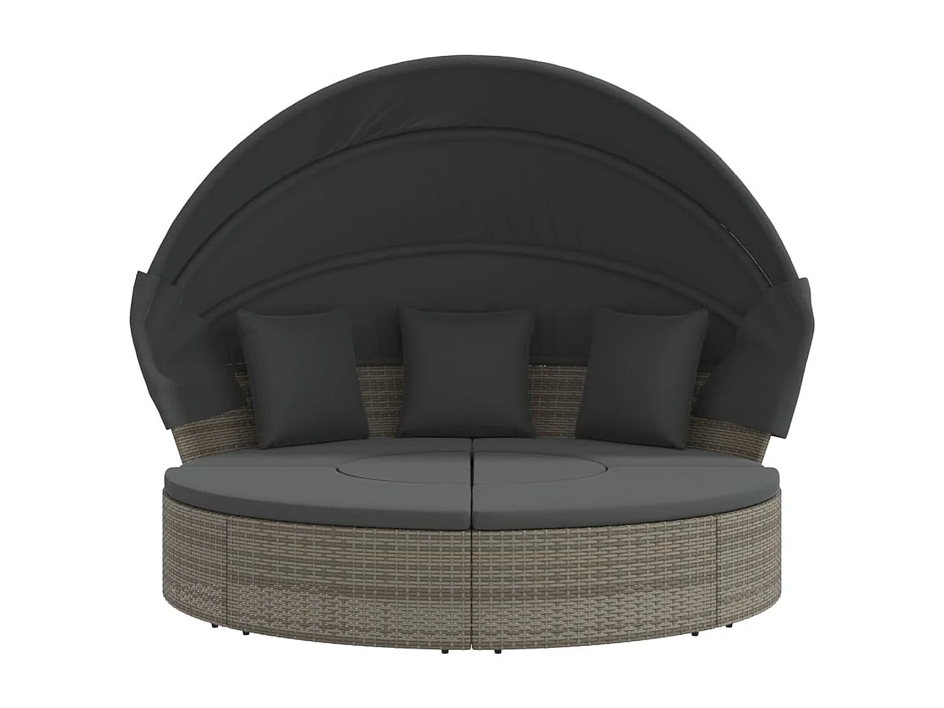 Lit de repos d'extérieur avec auvent et coussins résine tressée