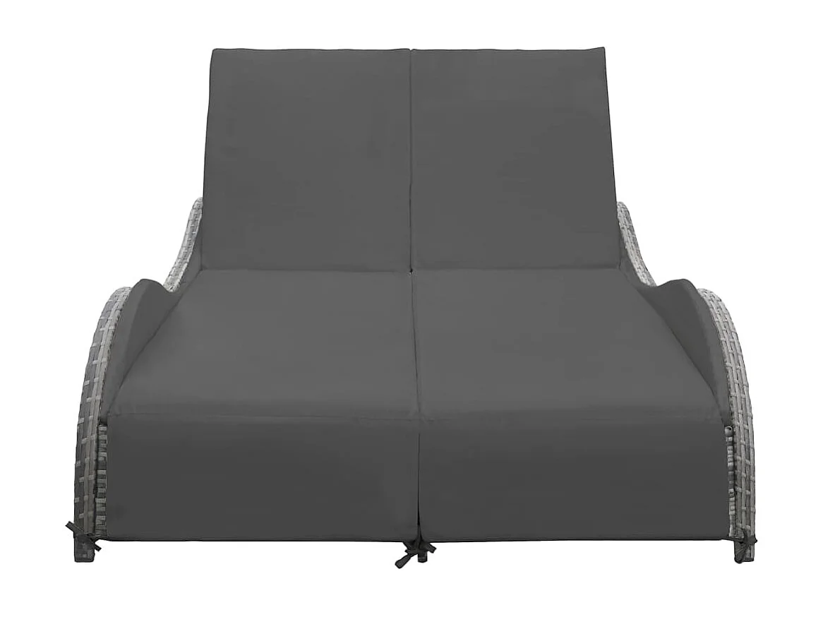 Chaise longue double avec coussin Résine tressée Anthracite
