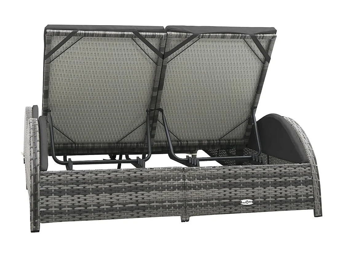 Chaise longue double avec coussin Résine tressée Anthracite