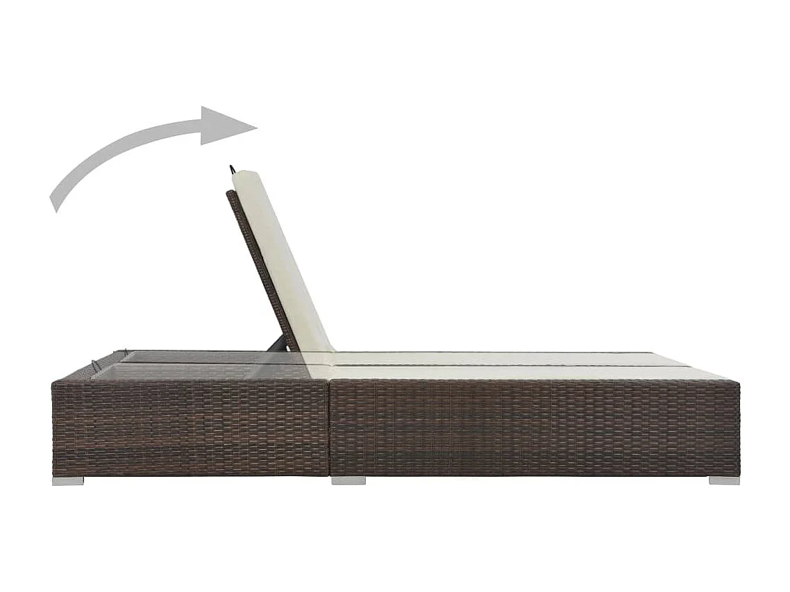 Chaise longue double Résine tressée Marron