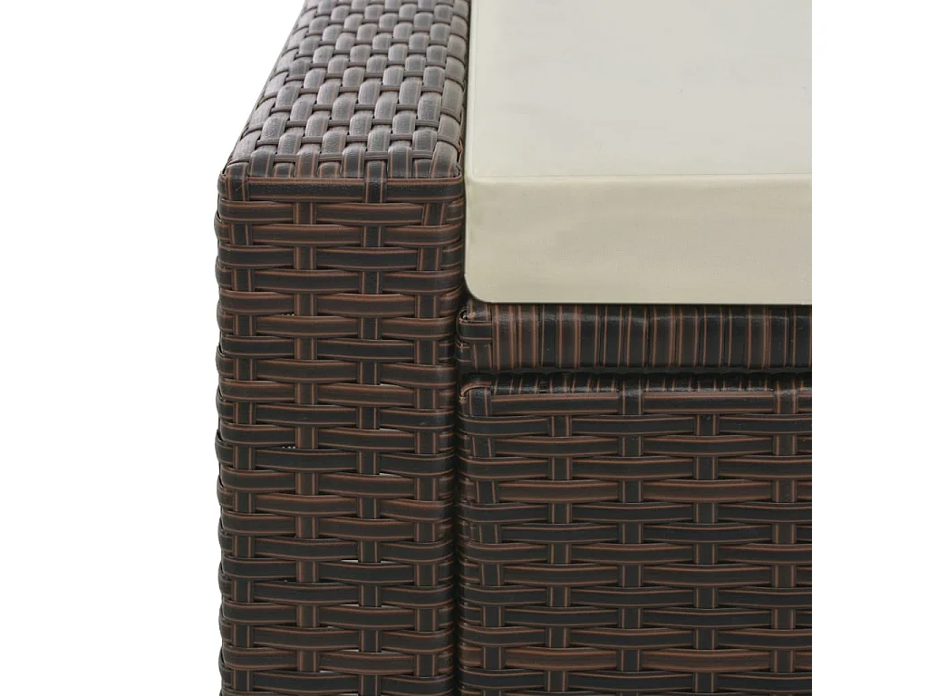 Chaise longue double Résine tressée Marron