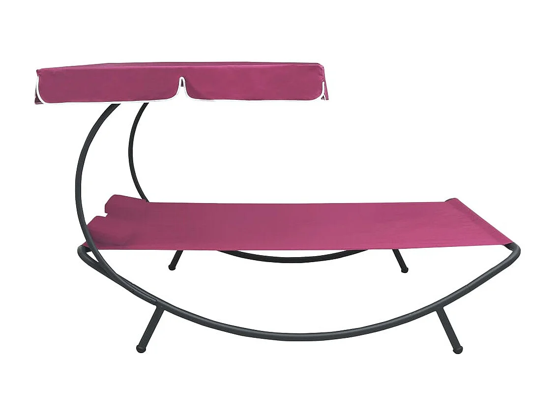 Espreguiçadeira externa com dossel e almofadas rosa