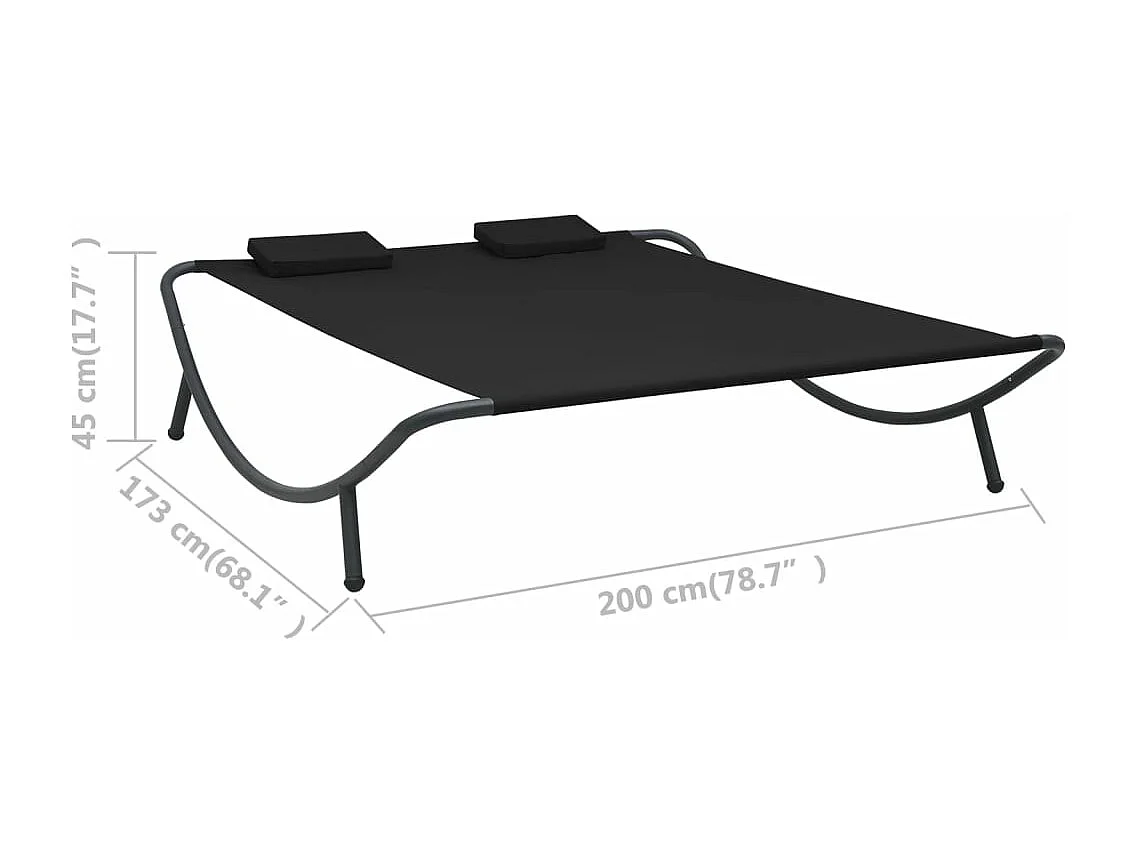 Chaise longue d'extérieur tissu noir