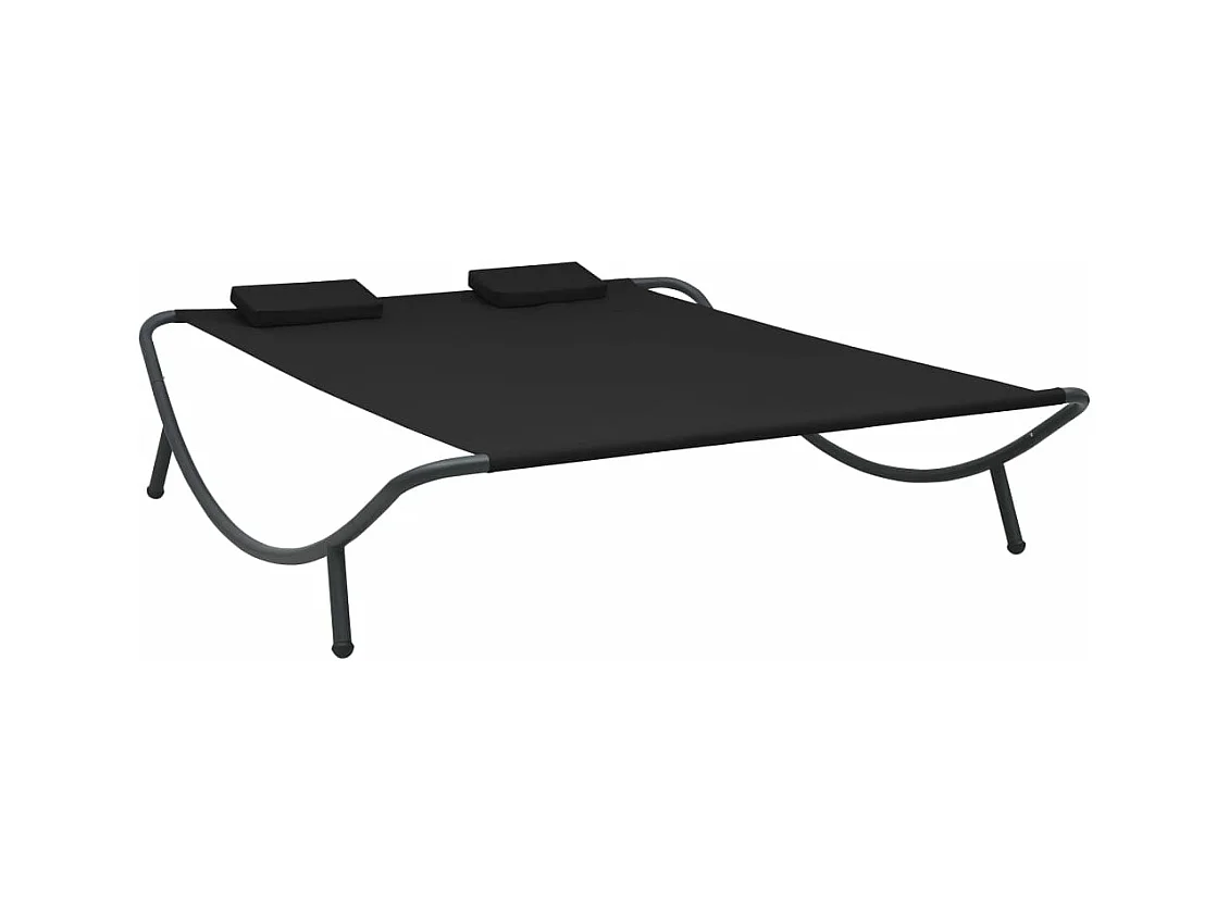 Chaise longue d'extérieur tissu noir