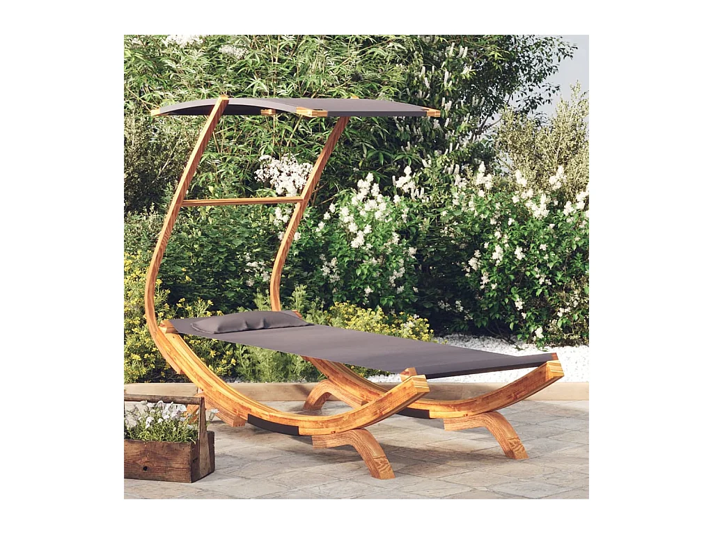 Dormeuse e baldacchino 100x190x134 cm Legno massello curvato Antracite