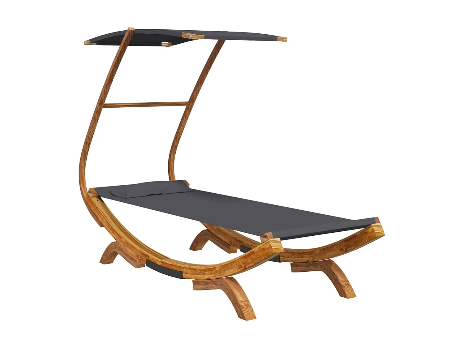 Lit repos et auvent 100x190x134cm Bois courbé massif Anthracite