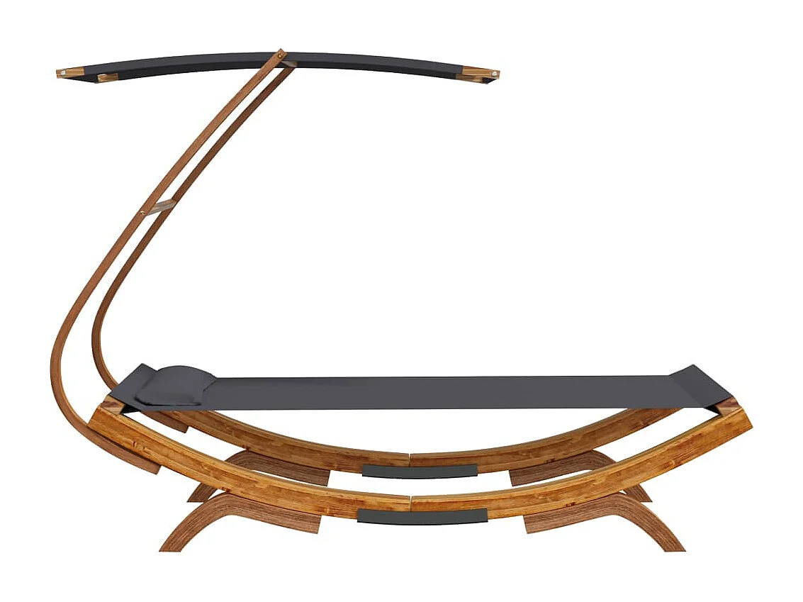 Lit repos et auvent 100x190x134cm Bois courbé massif Anthracite