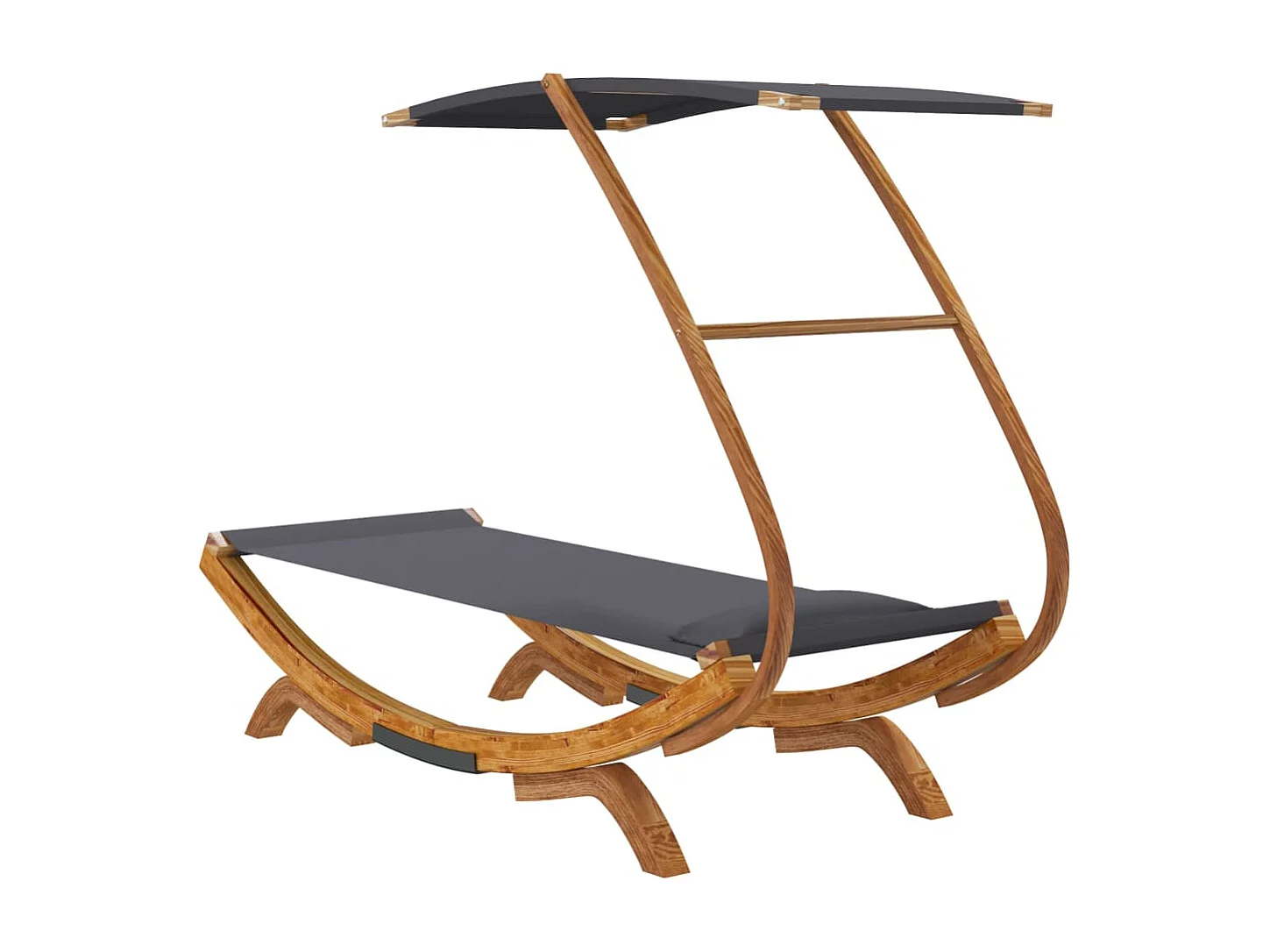 Lit repos et auvent 100x190x134cm Bois courbé massif Anthracite