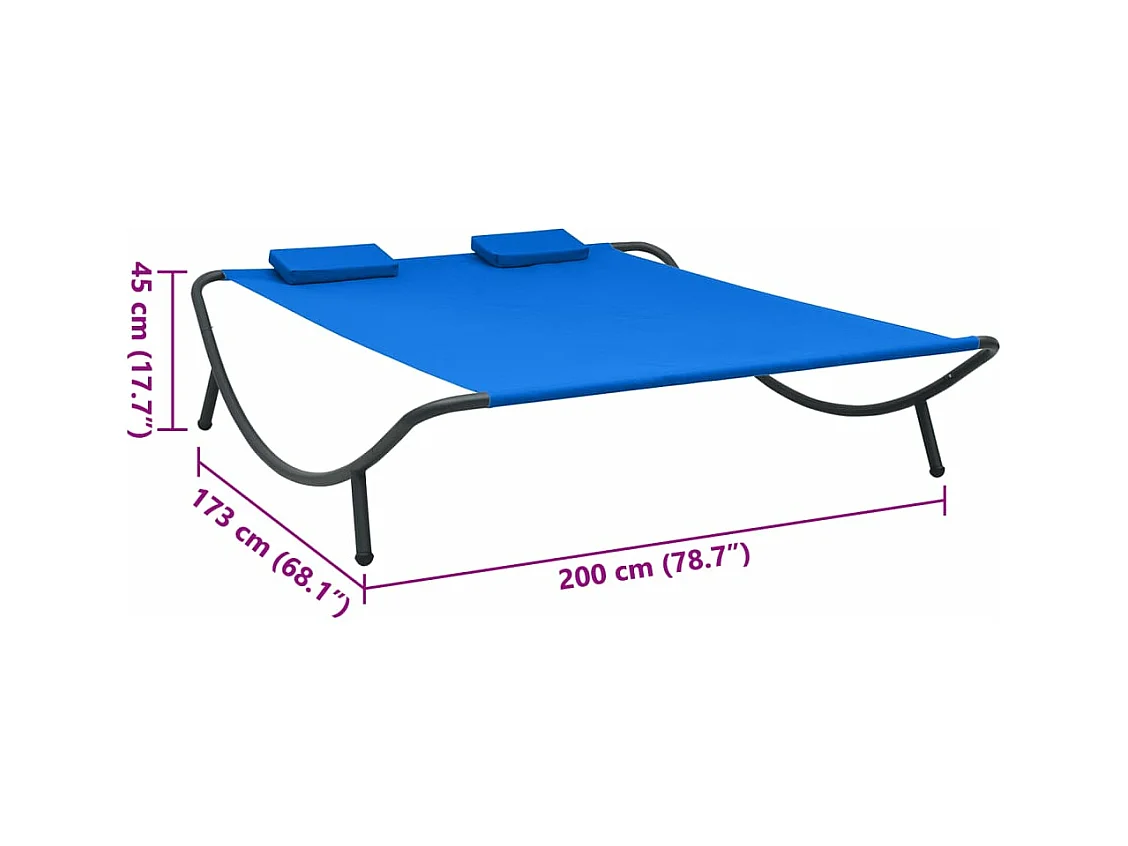 Chaise longue d'extérieur tissu bleu
