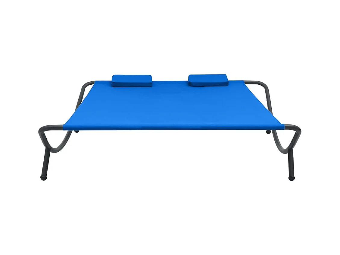 Chaise longue d'extérieur tissu bleu