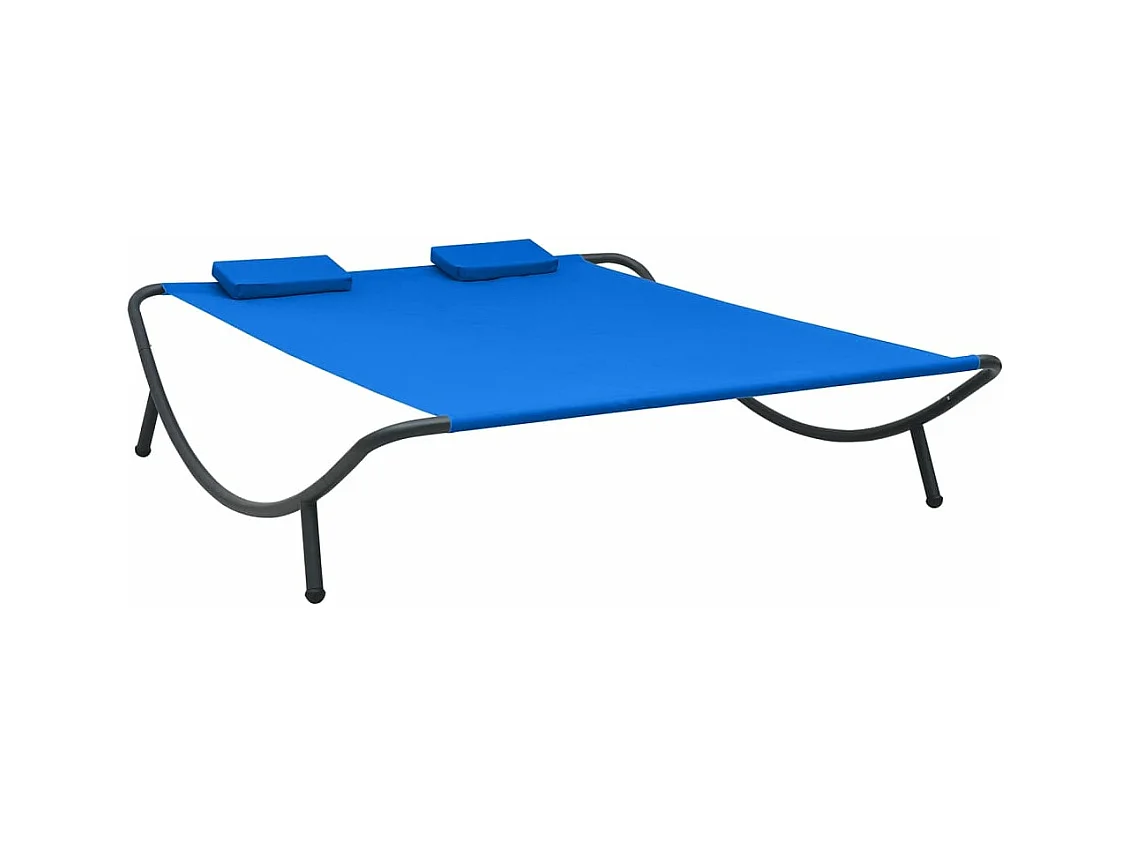 Chaise longue d'extérieur tissu bleu