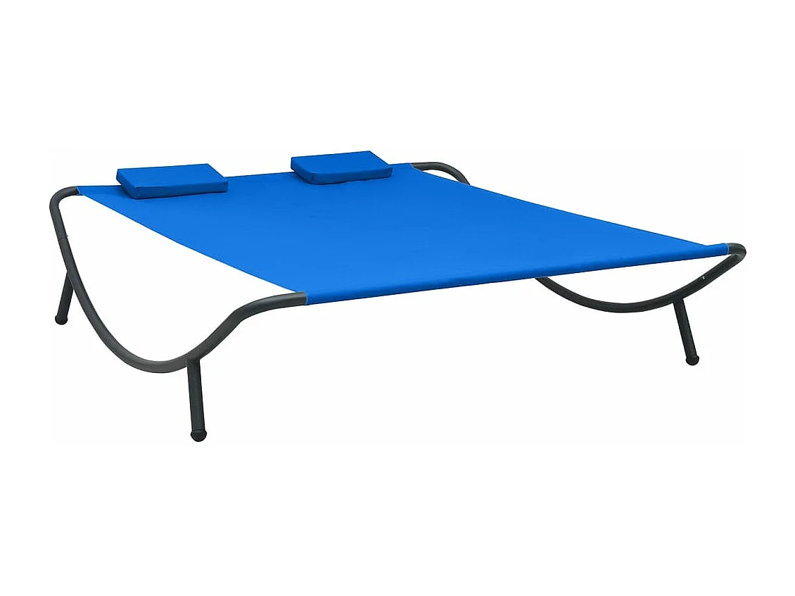 Chaise longue d'extérieur tissu bleu