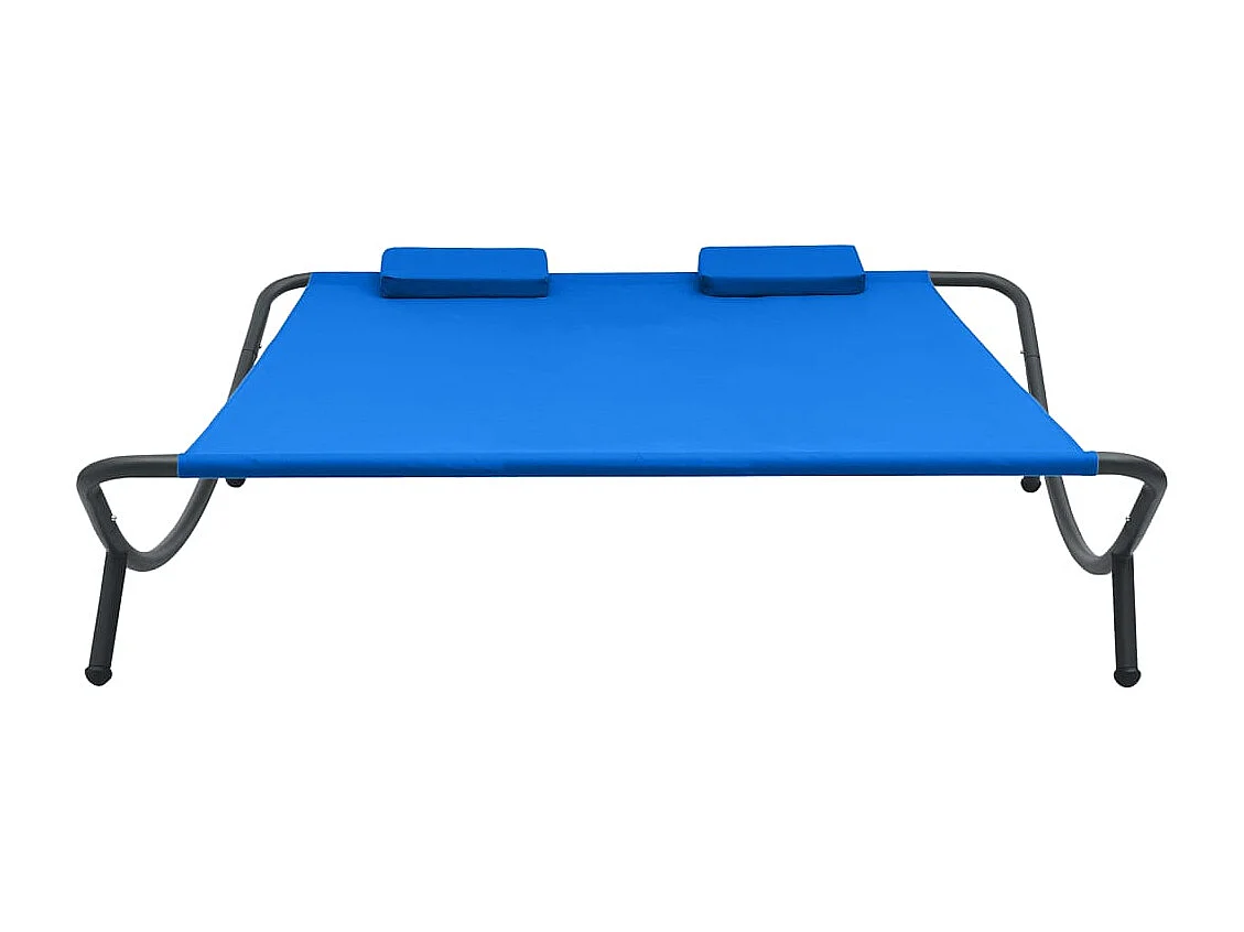 Chaise longue d'extérieur tissu bleu
