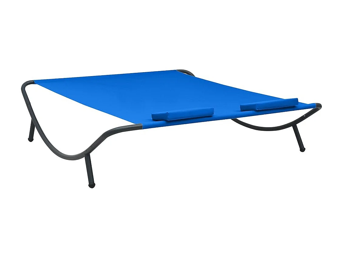 Chaise longue d'extérieur tissu bleu