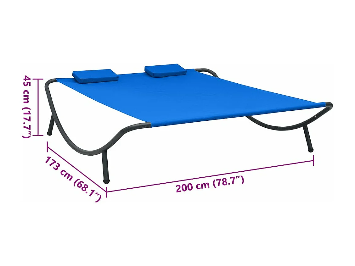 Chaise longue d'extérieur tissu bleu