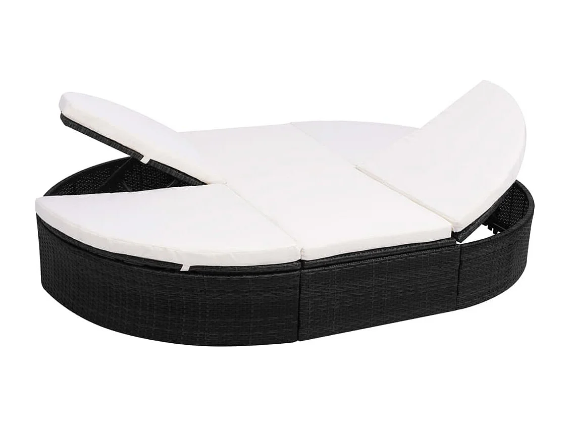 Espreguiçadeira de exterior com almofada Resina vime Preto