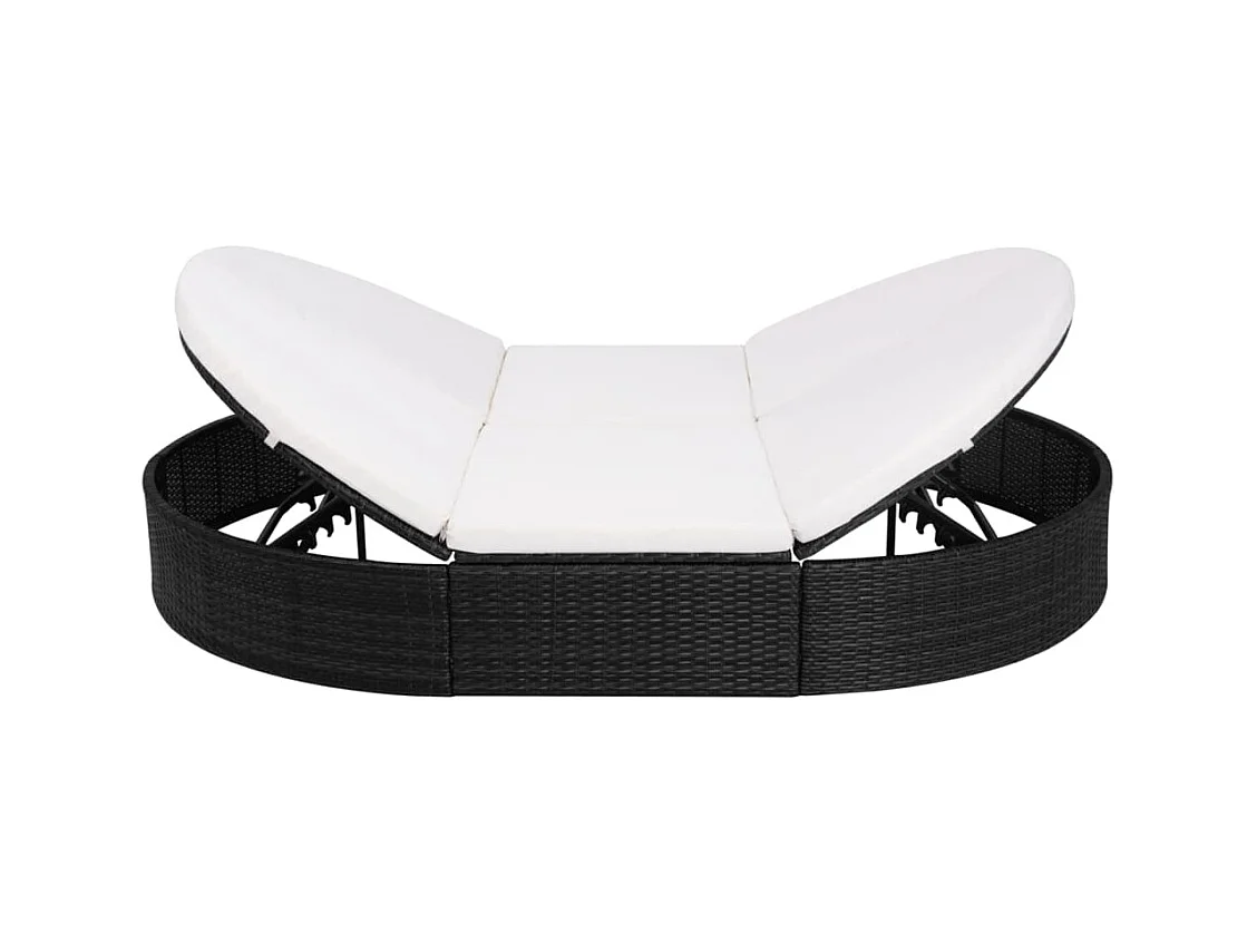 Espreguiçadeira de exterior com almofada Resina vime Preto