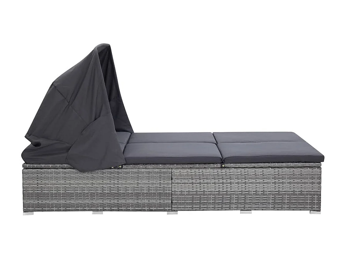 Transat à 2 places avec coussin Résine tressée Gris