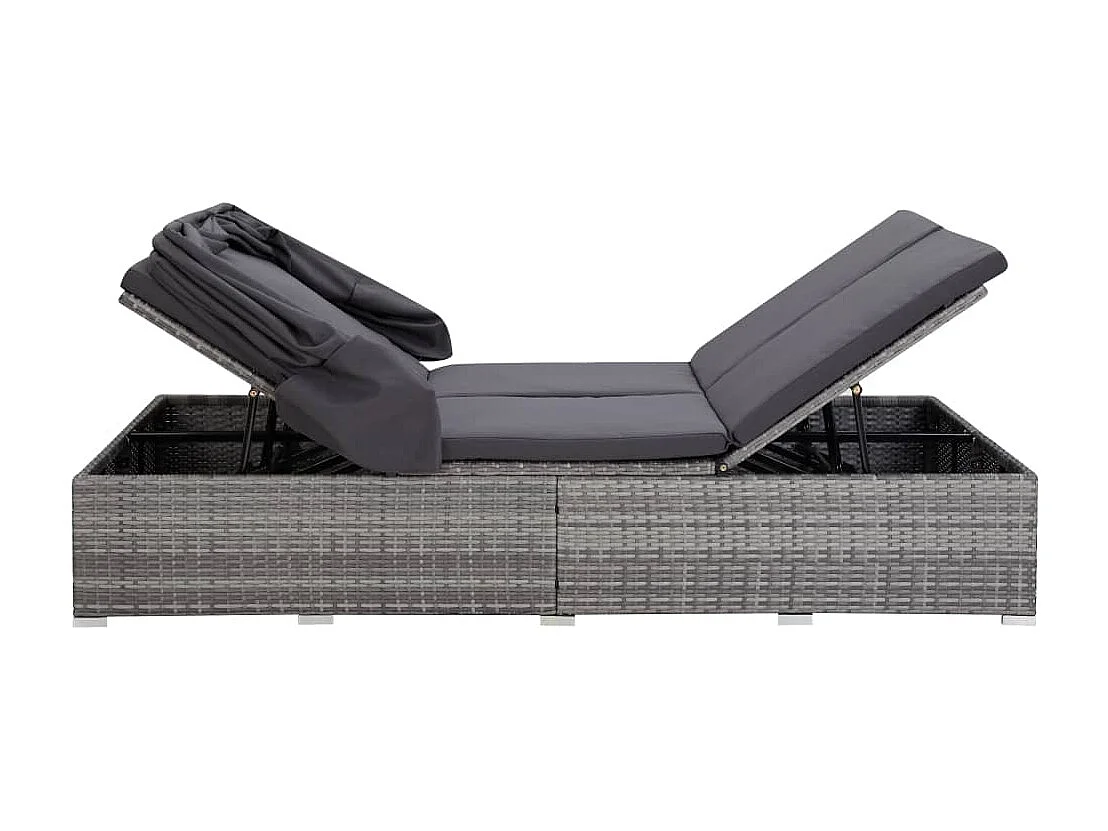 Transat à 2 places avec coussin Résine tressée Gris