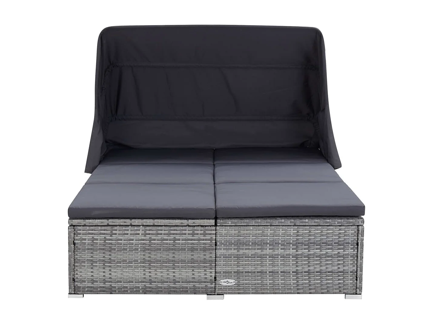 Transat à 2 places avec coussin Résine tressée Gris