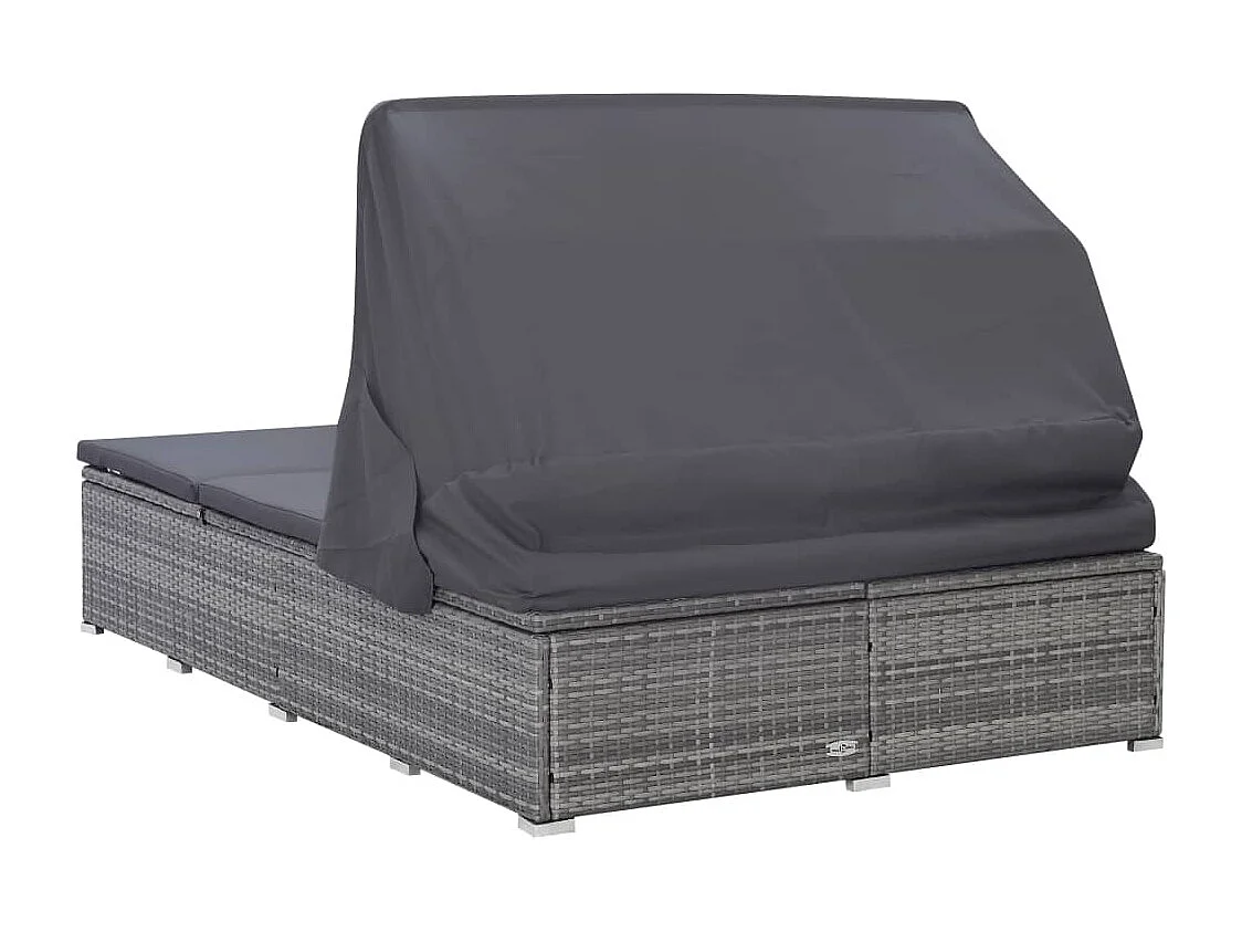 Transat à 2 places avec coussin Résine tressée Gris