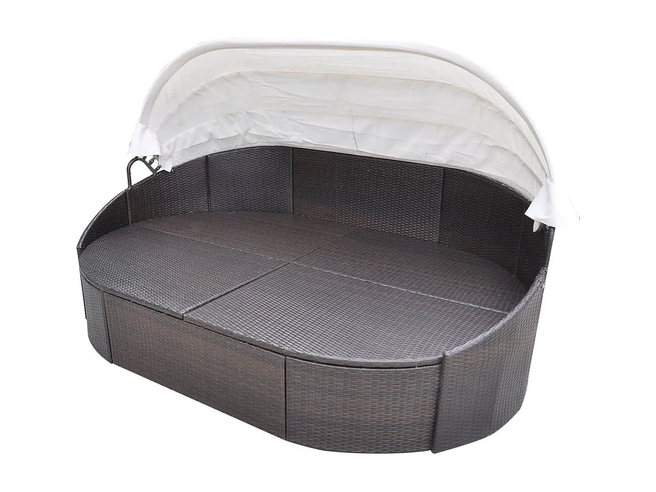 Chaise longue de jardin avec auvent Résine tressée Marron