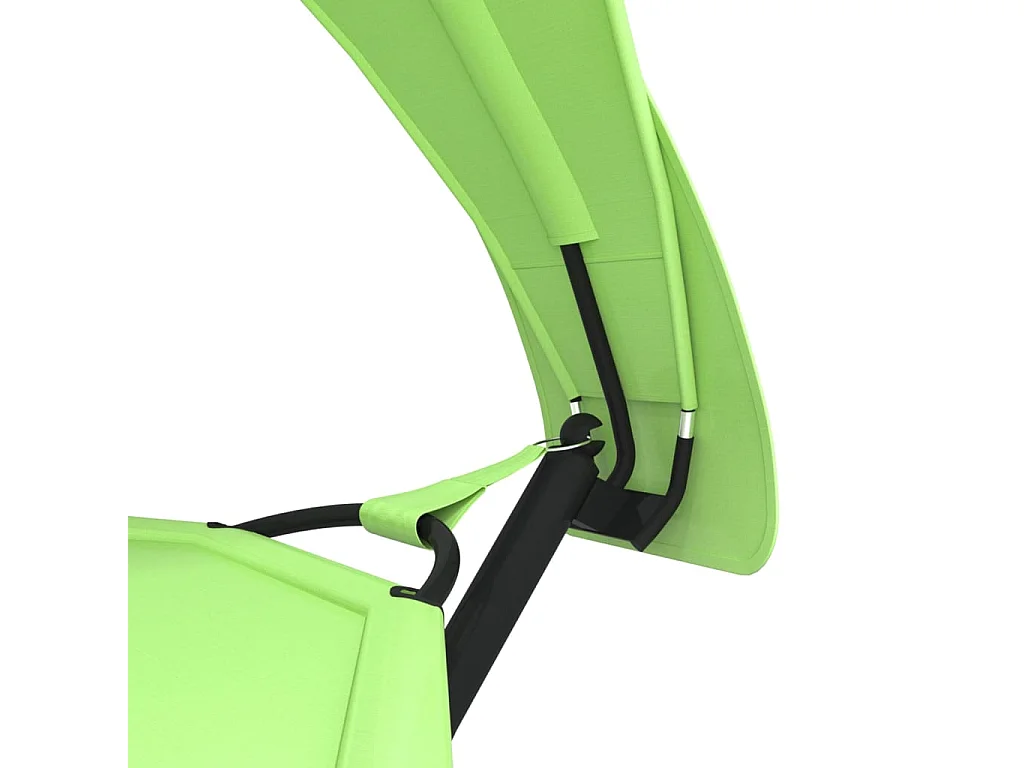 Lettino da esterno con baldacchino Steel Green e tessuto Oxford