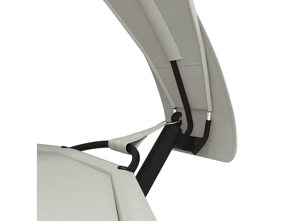 Daybed da esterno e baldacchino in acciaio color crema e tessuto Oxford