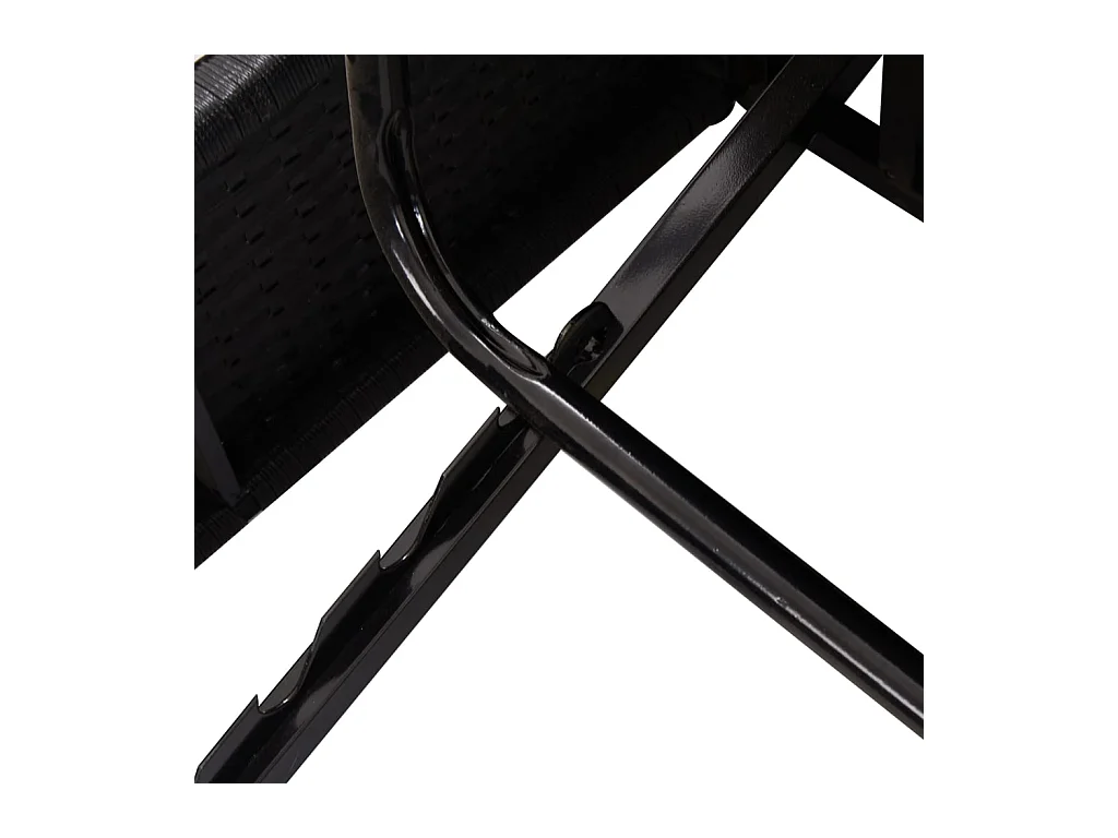 Tumbona convertible con cojines de resina tejida Negro