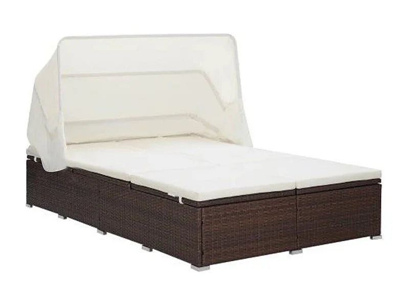 Transat à 2 places avec coussin Résine tressée Marron