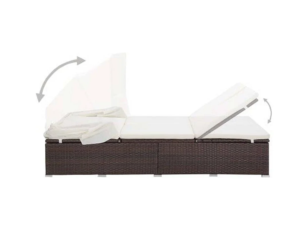 Tumbona 2 plazas con cojín Mimbre resina Marrón