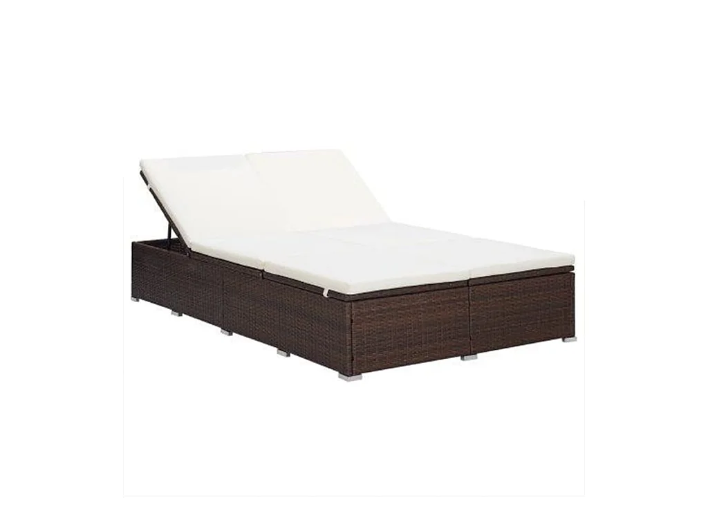 Tumbona 2 plazas con cojín Mimbre resina Marrón