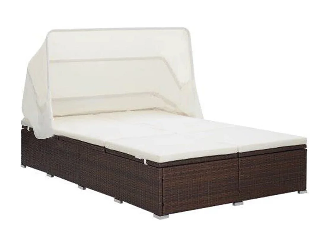 Transat à 2 places avec coussin Résine tressée Marron