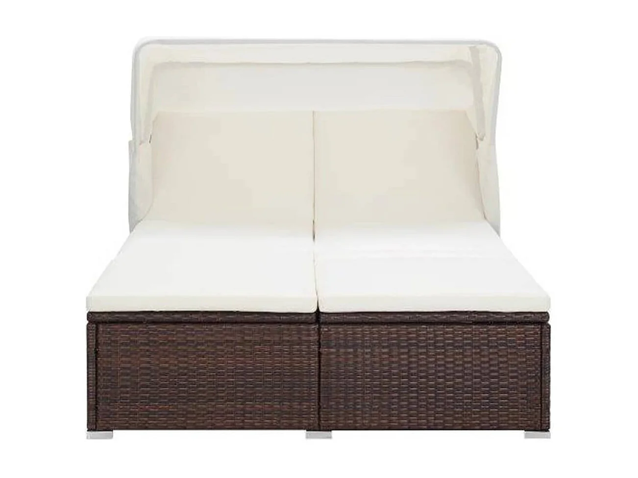 Transat à 2 places avec coussin Résine tressée Marron