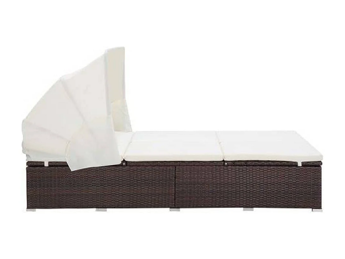 Transat à 2 places avec coussin Résine tressée Marron