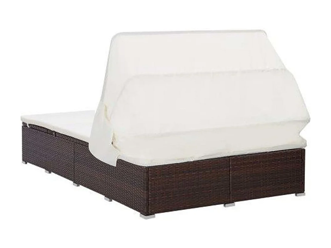 Transat à 2 places avec coussin Résine tressée Marron