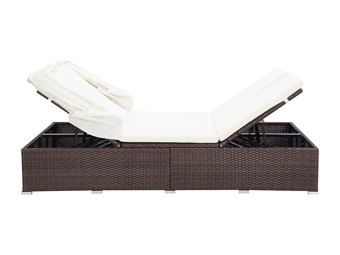 Transat à 2 places avec coussin Résine tressée Marron