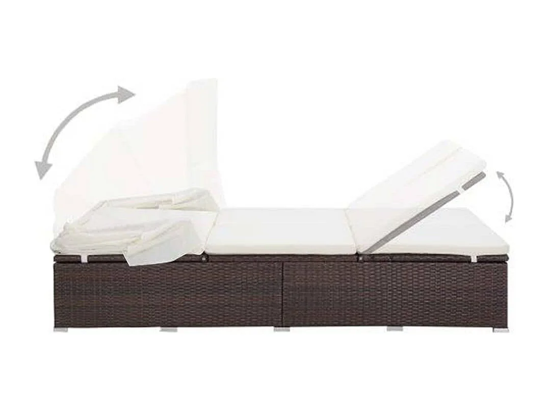 Transat à 2 places avec coussin Résine tressée Marron