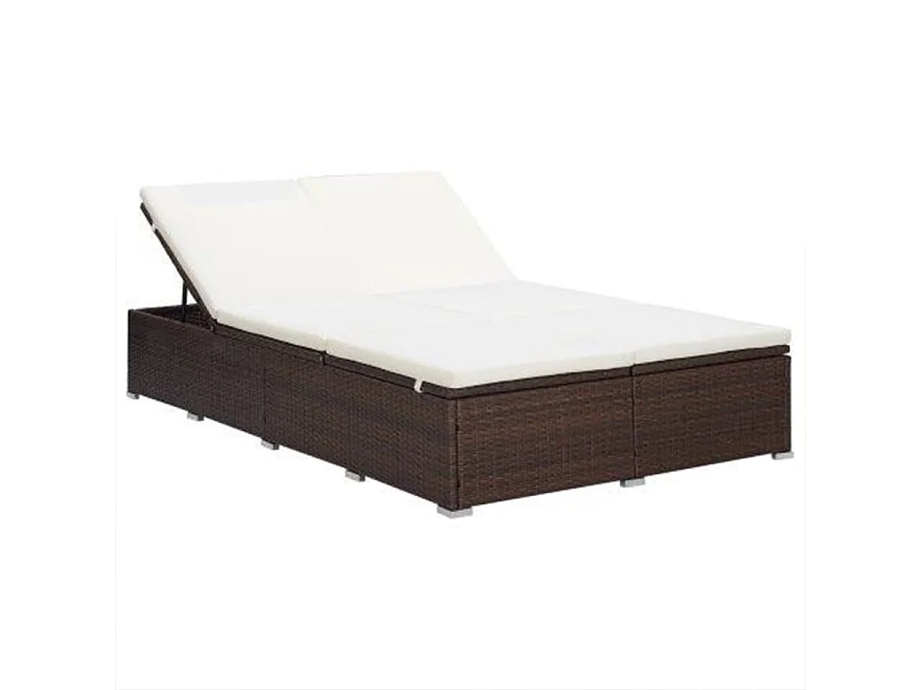 Transat à 2 places avec coussin Résine tressée Marron