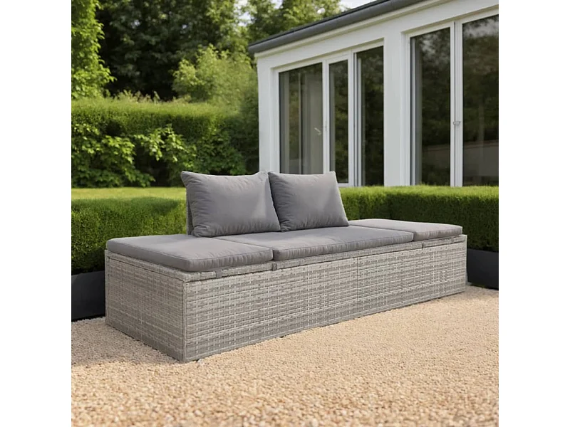 Letto da giardino Grigio 195x60 cm Vimini in resina