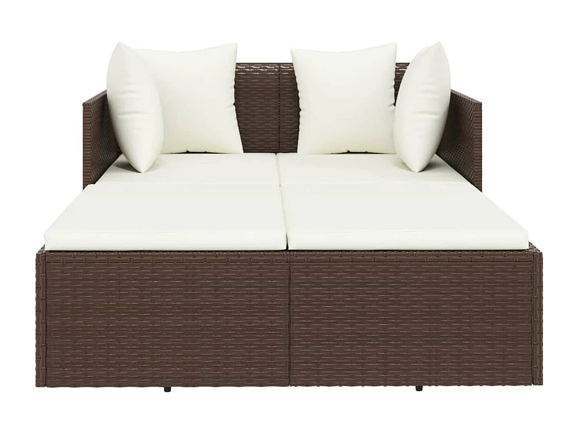 Chaise longue avec coussins marron 182x118x63 cm résine tressée