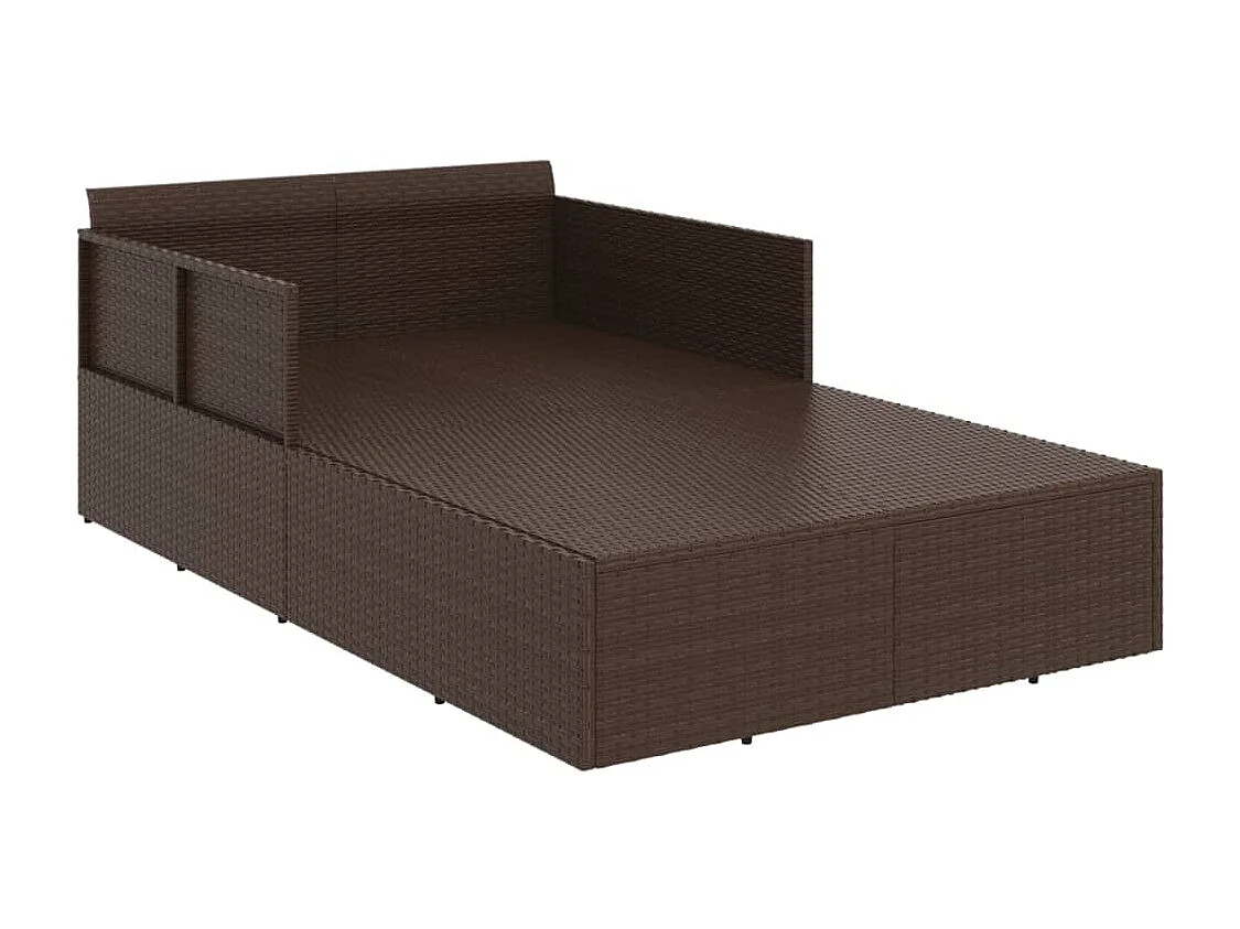 Chaise longue avec coussins marron 182x118x63 cm résine tressée